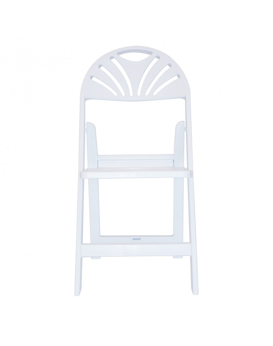 Rhino™ Resin Fan Back Folding Chair, White with Slatted Seat for Sale